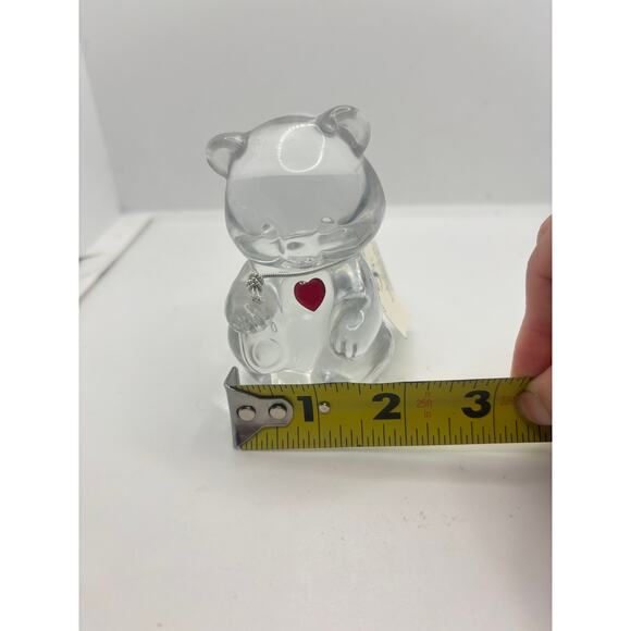 Fenton Clear Glass Birthstone Bear Red Heart July USA With Tag - Picture 5 of 5